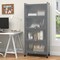 Space-Saving 5-Tier Kitchen Rack with Retractable Flip-Up Doors and Casters